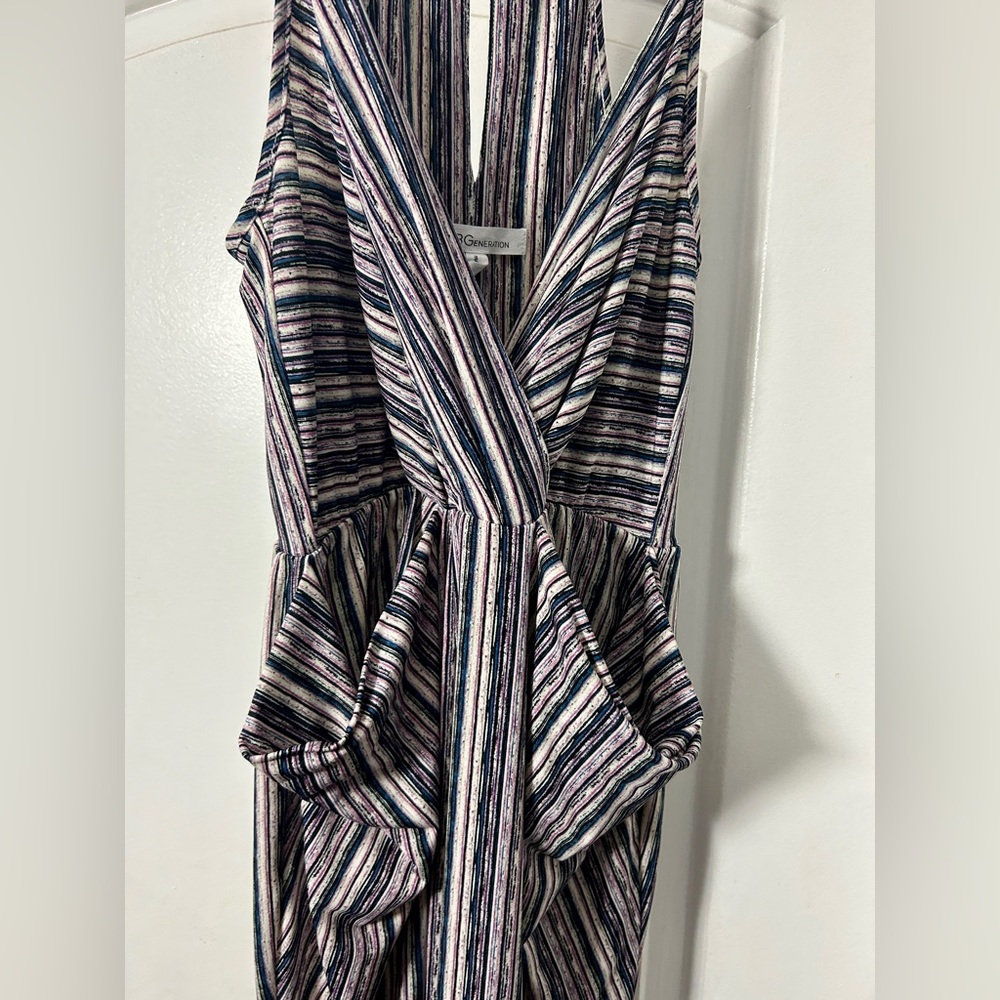 BCBGGeneration Striped Surplice Jumpsuit - Size XS